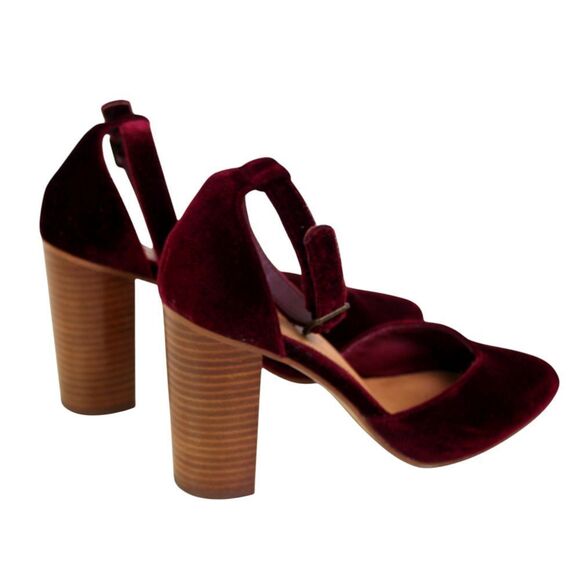 Soludos BURGUNDY DARK RED VELOUR HIGH HEEL ALMOND TOE SLINGBACK SHOES Sz 9/39.5 - Picture 5 of 12